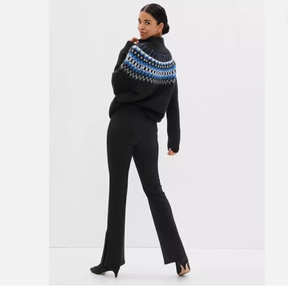 GAP High Rise Ponte SPLIT FLARE Stretch Y2k Pants Black Size 6 TALL #514108 NWT - Picture 2 of 6